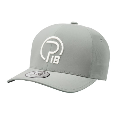 Pro18 Sports flexfit Delta silver grey performance hat with white logo